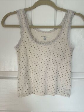 Brandy Melville Cream Floral Lace-Trim Camisole